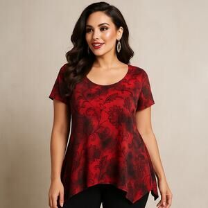 Sienna Grace Velvet Burnout Asymmetric Womens Top Sz M Y2K Holiday Goth Artsy